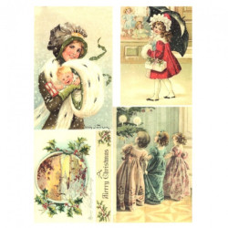 Papier ryżowy do decoupage boże narodzenie dzieci A4 ITD R770- sklep p
