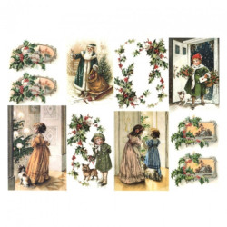 Rice decoupage paper christmas kids A4 ITD R769