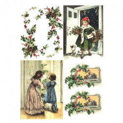 Rice decoupage paper christmas kids A4 ITD R768