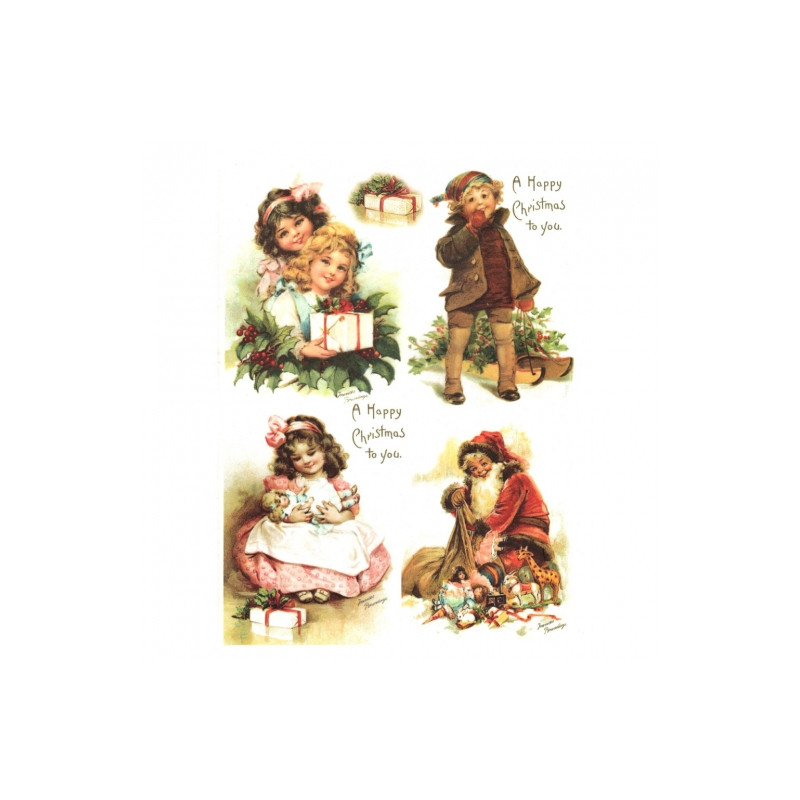 Rice decoupage paper christmas kids A4 ITD R774
