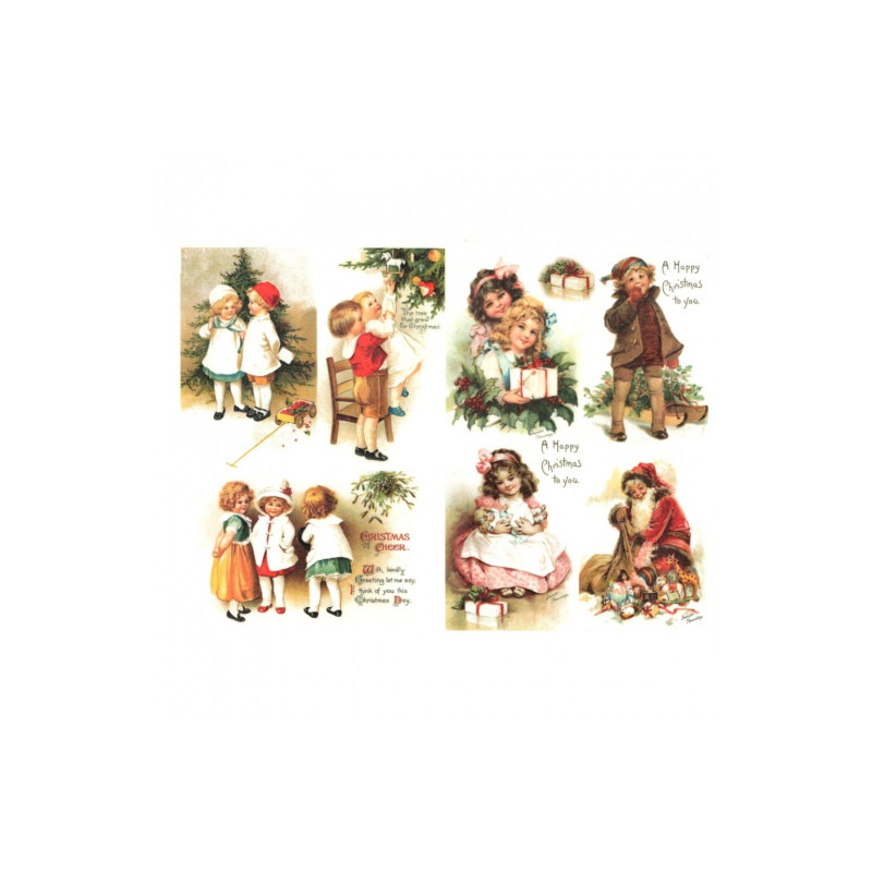 Rice decoupage paper christmas kids A4 ITD R775