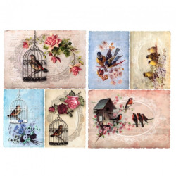 Papier do decoupage A3 ITD 0326 ptaki w klatce - szklep plastyczny - s