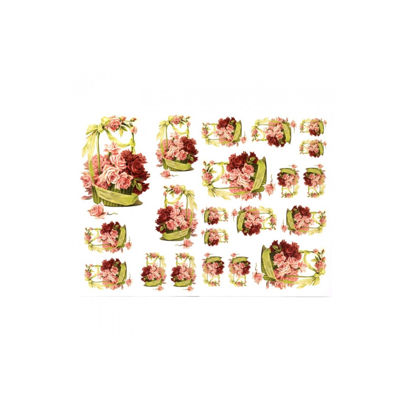 Papier do decoupage A3 ITD 0335 róże w koszach - sklep plastyczny - sz