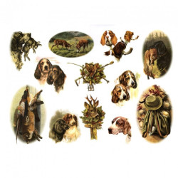 Papier do decoupage A3 ITD 0339 psy myśliwskie - sklep plastyczny - sz