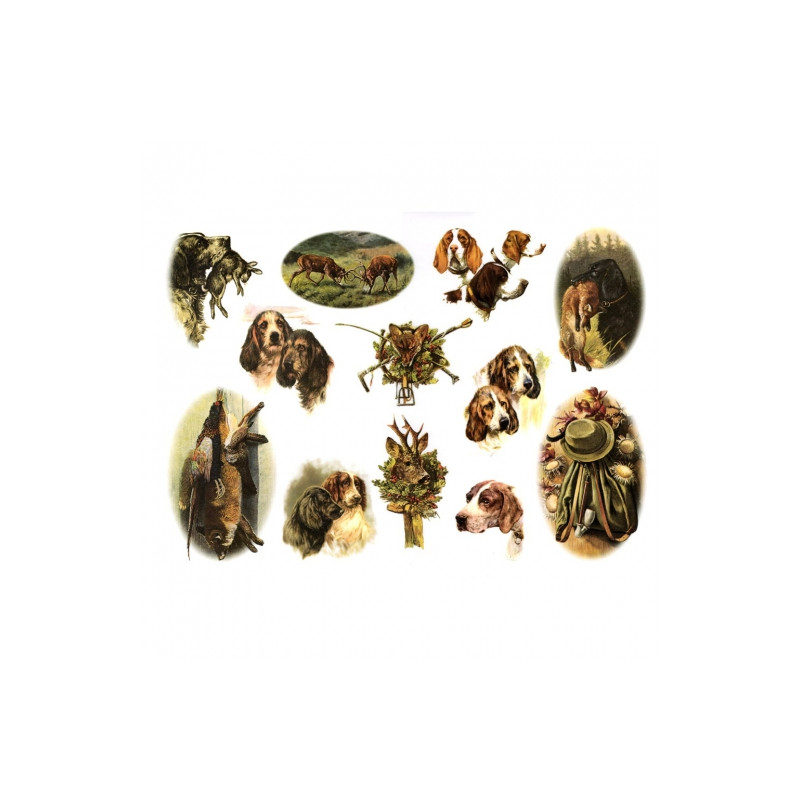 Papier do decoupage A3 ITD 0339 psy myśliwskie - sklep plastyczny - sz