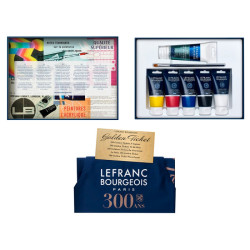 Lefranc&Bourgeois zestaw farb akrylowych 5x80 ml + 120 ml medium + pęd