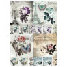 Rice decoupage paper eiffel tower butterfly A4 ITD R741