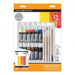Daler Rowney simply zestaw farb akrylowych z akcesoriami- sklep plasty