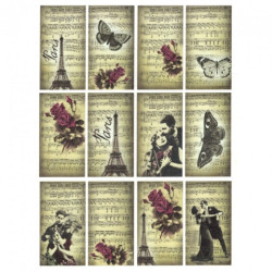 Papier ryżowy do decoupage retro paryż motyle A4 ITD R538- sklep plast