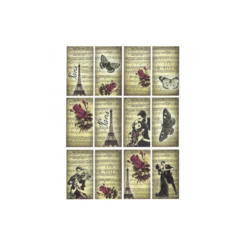 Rice decoupage paper retro paris butterflies A4 ITD R538