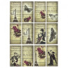 Papier ryżowy do decoupage retro paryż motyle A4 ITD R538- sklep plast