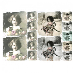 Papier do decoupage vintage dziecko kwiaty A3 ITD 0360 - sklep plastyc