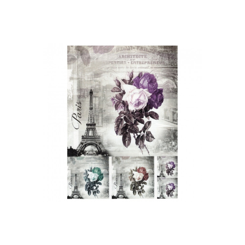 Rice decoupage paper eiffel tower roses A4 ITD R740