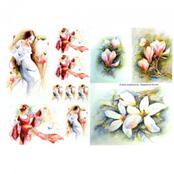 Decoupage paper A3 ITD 0368 woman flowers