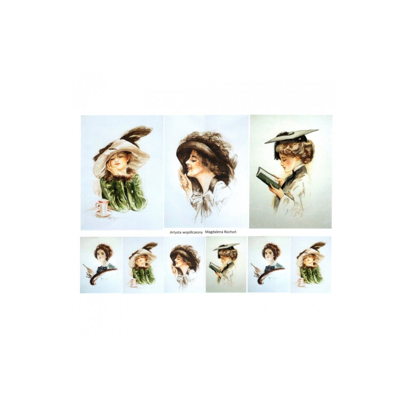 Decoupage paper A3 ITD 0374 woman portrait