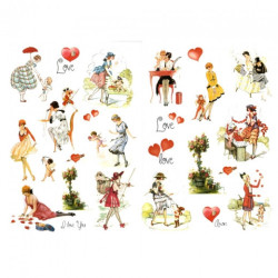 Decoupage paper A3 ITD 0381 hearts in love