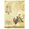 Papier ryżowy do decoupage ptaki pismo kwiaty A4 ITD R705- sklep plast