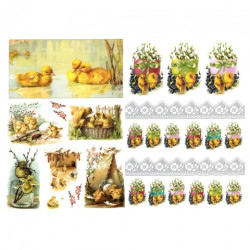 Decoupage paper A3 ITD 0386 easter chicks
