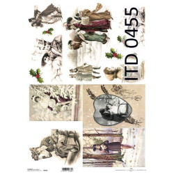 Papier do decoupage A3 ITD 0455 retro boże narodzenie - sklep plastycz