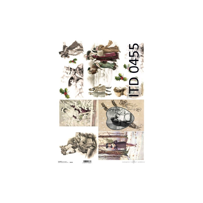 Papier do decoupage A3 ITD 0455 retro boże narodzenie - sklep plastycz