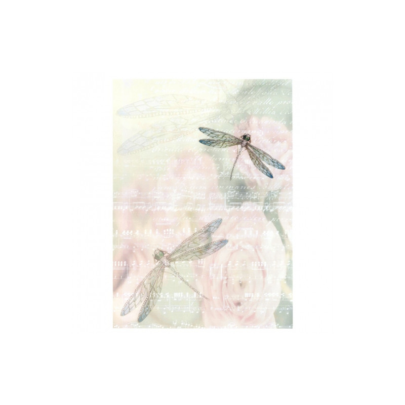Papier do decoupage A3 ITD 0487 ważka kwiaty - sklep plastyczny - szał