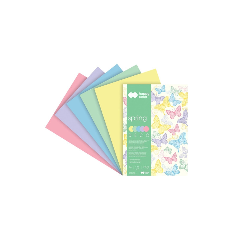 Blok Happy Color deco summer 5 kolorów A4 170 g 20 ark - sklep plastyc