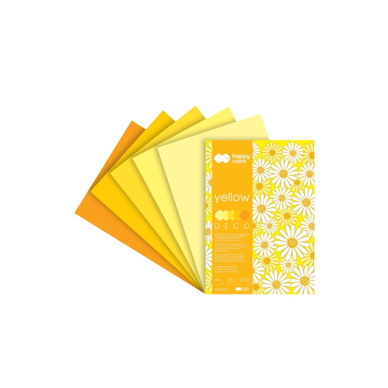 Blok Happy Color deco yellow 5 kolorów A4 170 g 20 ark - sklep plastyc