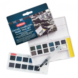 Derwent tinted charcoal paint pan set half-cubes - 12 colors