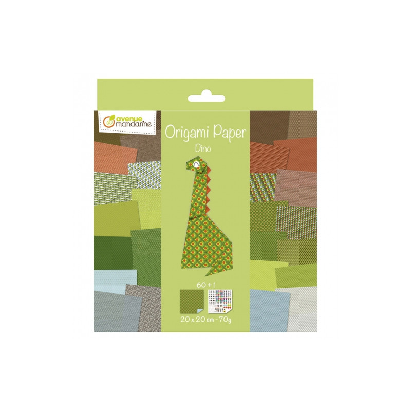 Avenue mandarine dino origami paper 20x20 60k 70g