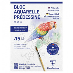 Clairefontaine animals watercolor block with a ready sketch 30x40cm 30