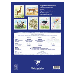 Clairefontaine animals watercolor block with a ready sketch 30x40cm 30