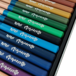 Renesans acquerello set of 24 watercolor crayons in a metal case