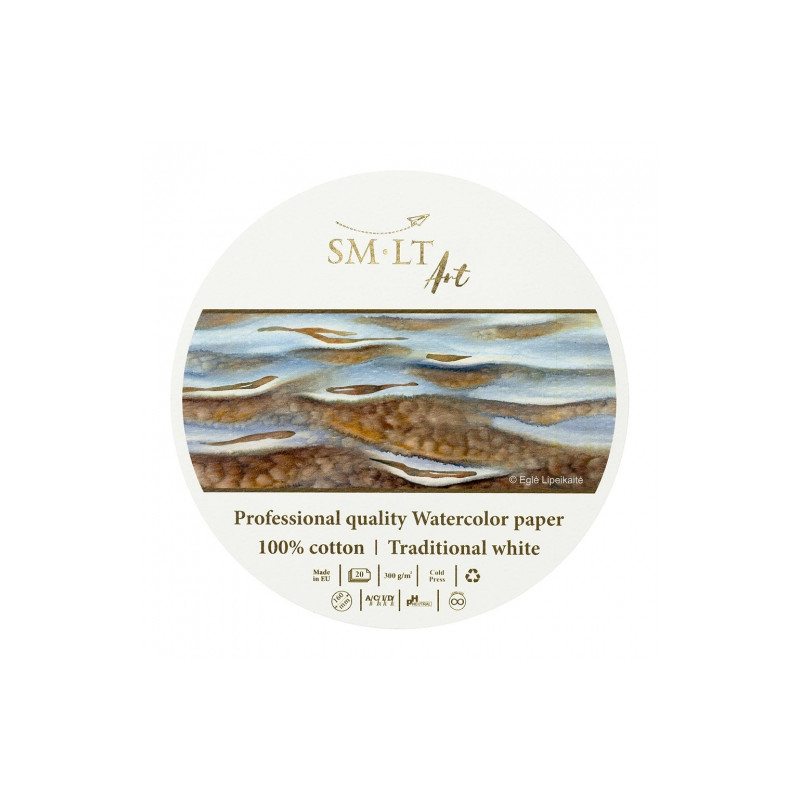 Papier SM-LT art watercolor pad akwarelowy okrągły 300g 20ark 16cm śre