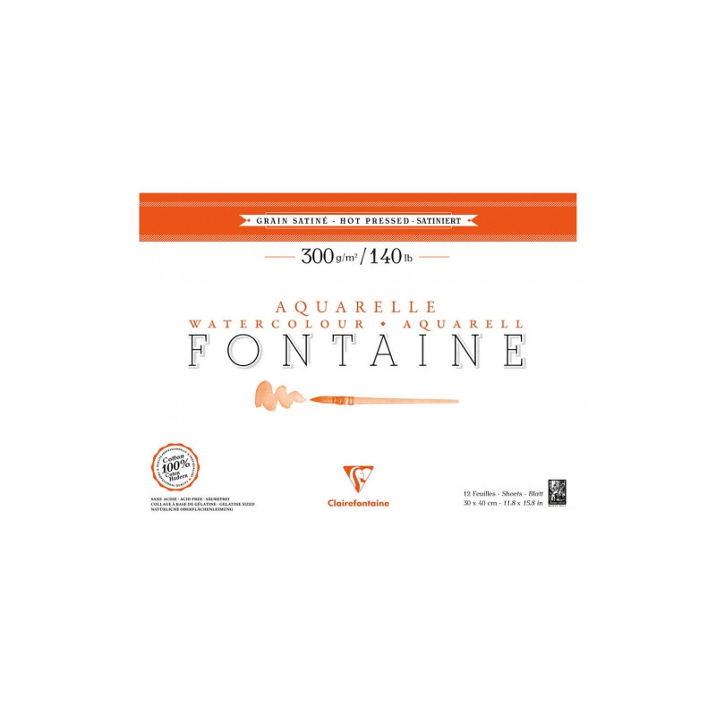 Blok Clairefontaine akwarelowy fontaine grain satine 300g 20ark - skle