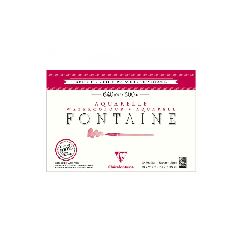 Blok Clairefontaine watercolour fontaine grain fin 640g 10ark