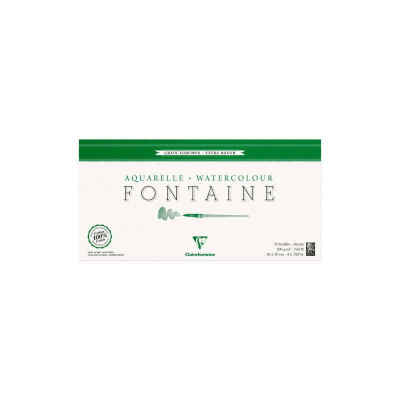 Blok Clairefontaine akwarelowy fontaine torchon 20x40cm 300g 15ark - s