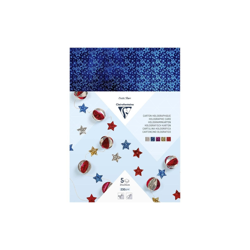 Clairefontaine karton holograficzny 25x35cm 5ark- sklep plastyczny sza