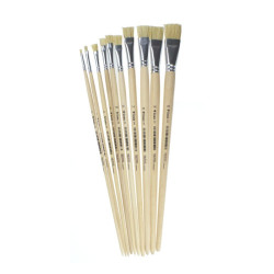 Lineo set of bristle flat brushes long handle 10pcs