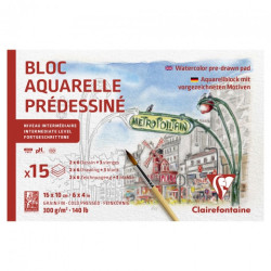 Clairefontaine block watercolor paris with a ready sketch 10x15cm 300g