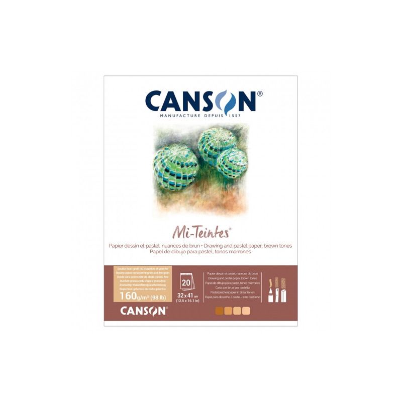 Canson Pastel Block Mi-Teintes 160g 20 sheets 4 colors earth tones