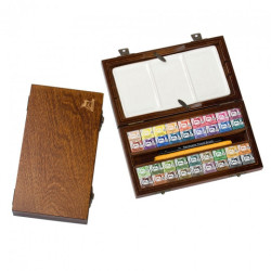 Renesans set 36 watercolors with a ceramic palette and travel brush in