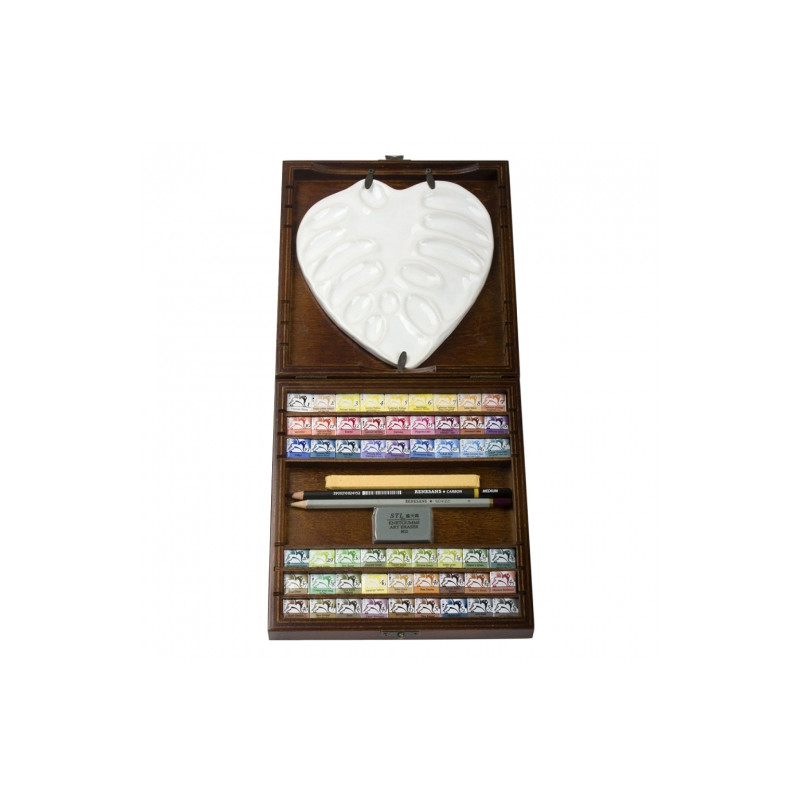 Renesans set 54 watercolors with a ceramic palette and drawing accesso