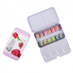 Renesans Anns rose set of 12 watercolors in metal box