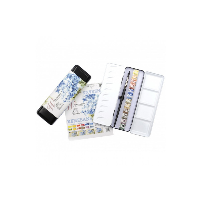 Renesans hydrangea by Krystyna set of 12 watercolors brush in professi