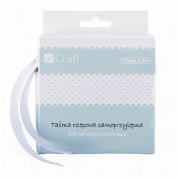 DP Craft taśma rzepowa samoprzylepna 15mm x 5m biała- sklep plastyczny