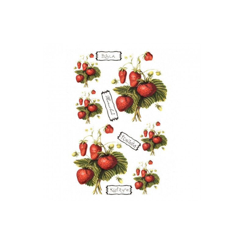 Rice decoupage paper strawberries A4 ITD R126
