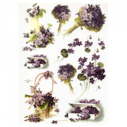 Papier ryżowy do decoupage kwiaty fiołki A4 ITD R242- sklep plastyczny