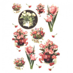 Rice decoupage paper tulip flowers A4 ITD R393