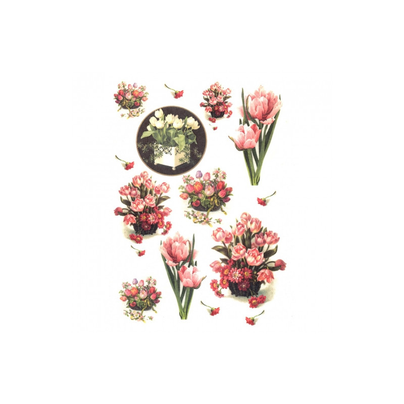 Papier ryżowy do decoupage kwiaty tulipany A4 ITD R393 - sklep plastyc