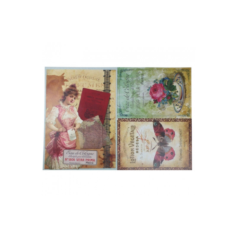 Decoupage paper 35x50cm calambour DGE98 retro butterfly rose